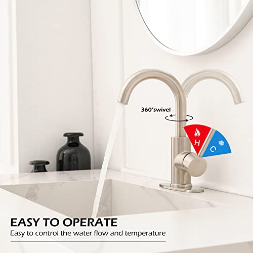 Bwe Bar Faucet Brushed Nickel Small Kitchen Faucet Single Handle One Hole Modern Commercial Faucet For Sinks Rv Sink Faucet With Water Supply Lines #TOP2