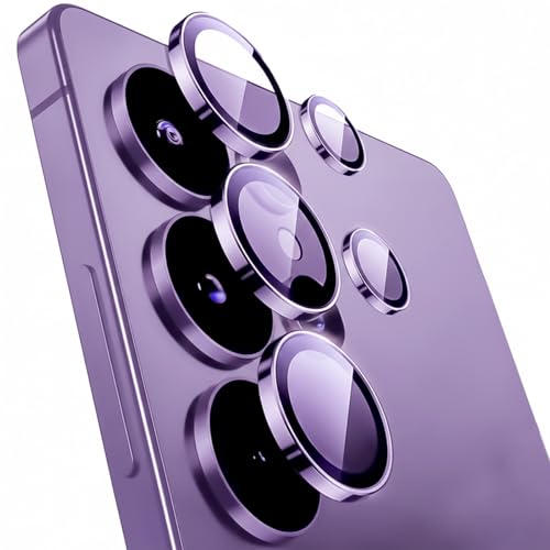Haiseire Camera Lens Protector for Samsung Galaxy S25 Ultra 2025,9H Shatterproof Tempered Glass with Aluminum Metal Circle Camera Screen Protector Cover Accessories for Galaxy S 25 Ultra,Purple