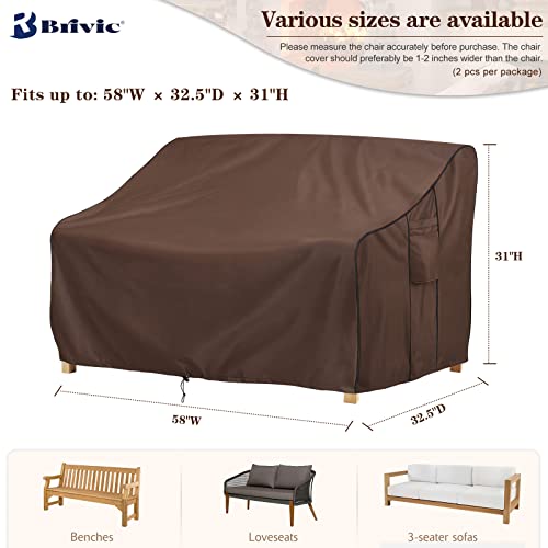 Brivic Patio Furniture Covers Waterproof For Sofa, Outdoor Loveseat Covers Fits Up To 58W X 32.5D X 31H Inches, Brown #TOP1