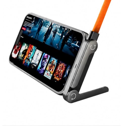 Image of GrunX 240W USB C to USB C Flat Fast Charging Cable with Foldable Stand, 1.5M Unbreakable Nylon Braided, 480Mbps, Compatible with iPhone 17 /16 /15 Series, MacBook, Samsung & iPad (Orange)
