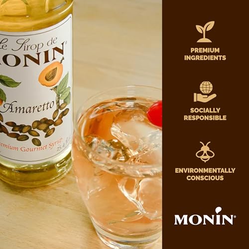 Image of Monin - Amaretto Syrup, Almond-Caramel Cookie Taste, Natural Flavors, Great for Coffees, Lattes, Cocktails, and Mocktails, Non-GMO, Gluten-Free (750 ml)