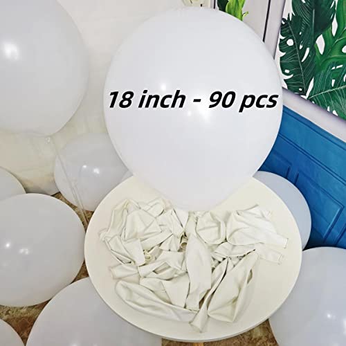 Image of 90 Pack White Balloons 18 inch White Latex Party Balloon Bulk for Various Party Events Decorations