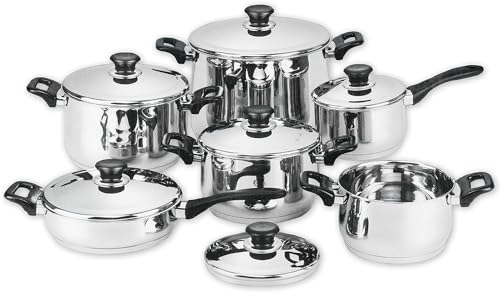 Batteria di PENTOLE Bavaria 12 Pezzi in Acciaio Inox 18/10