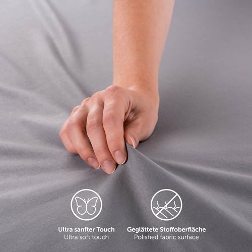 Blumtal® Premium Spannbettlaken 200x200 Boxspringbett Jersey 1er Set - Oeko-TEX zertifiziertes Bettlaken aus Baumwolle - Leintuch 200x200… – Ansicht 5