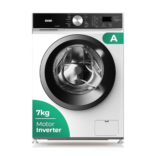 Svan Lavadora 7Kg Carga Frontal Blanco SL7204AIDV. 1200rpm, Motor Inverter, 16 Programas, Función Stop&Go, Clase de Eficiencia Energética A