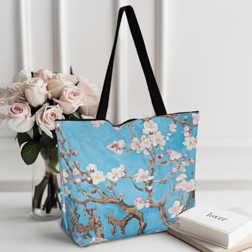 Image of Art Lover Zippered Tote Bag Waterproof Large Work Tote Bags, Artwork Women's Purse Handbags Travel Totes