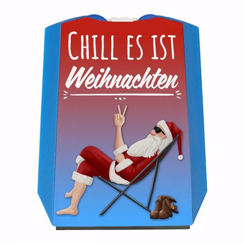 speecheese Chill es ist Weihnachten Parkscheibe mit witzigem Weihnachtsmann und 2 Einkaufswagenchips als lustige Parkuhr für die Weihnachtszeit oder als außergewöhnliche Geschenkidee zum