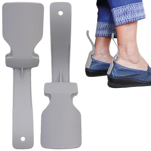 biped 2 pares de mini calzadores con clip – ayuda práctica para calzarse sin esfuerzo – flexible, protege zapatos y calcetines – ideal para adultos, niños y mayores z2928(grey)