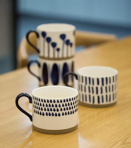 Koja Hand Painted 15 Oz. Porcelain Ceramic Mugs Set. Service For 4. thumb #1