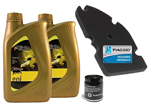 Kit de révision filtre à huile et filtre à air + huile pour Piaggio Vespa GTS 125 – Vespa GTS 250 – Vespa GTS 300 tous les modèles d'origine.