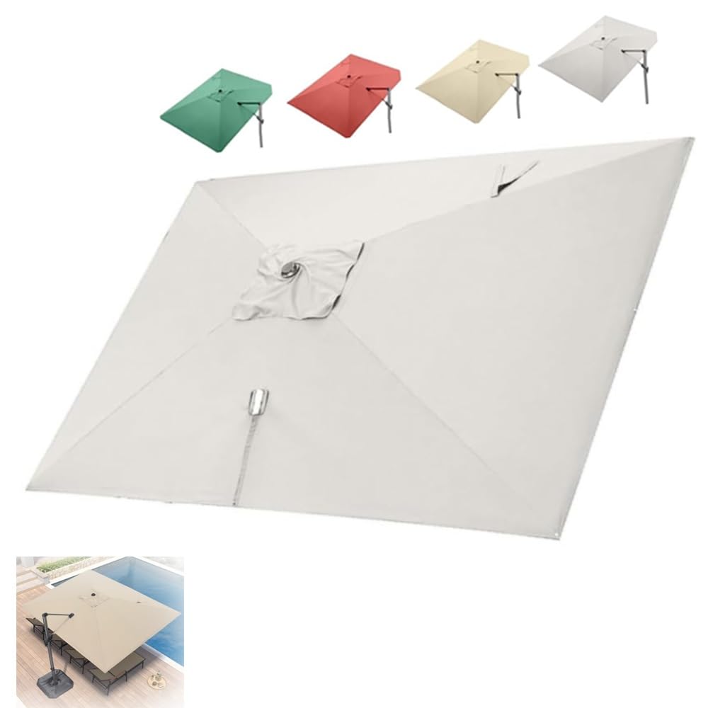 250×250cm Copertura di Ricambio per Ombrellone A Sbalzo Quadrato Telo di Ricambio per Ombrellone Decentrato Telo Ombrellone da Patio 8 Stecche(Beige,3x3 (9.8x9.8ft))