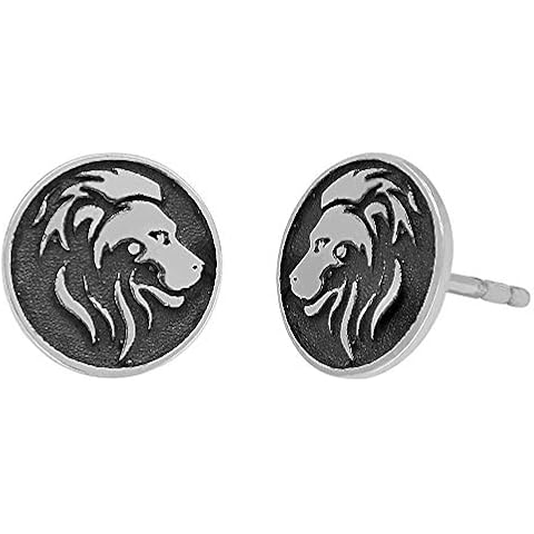 Lion Design Coin Earrings for Women, Sterling Silver Earrings for Women, 10mm Stud Earrings, Stud Earrings for Women Sterling Silver Cover