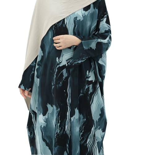 Image of Muslim Prayer Cardigan Tie-dye Printed Abaya Maxi Robe for Women | Tie-dye, Open front, Satin Fabric