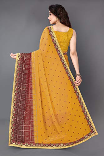 Image of MIRCHI FASHION Women Saree Georgette Traditional Bandhani | Ethnic Printed Sari for Social Gatherings with Unstitched Blouse Piece