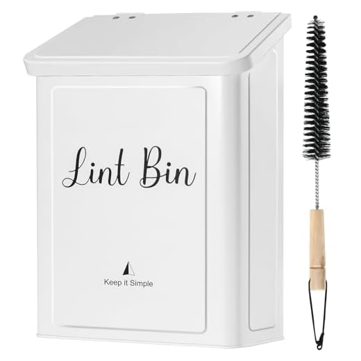 SUBEKYU Magnetic Lint Bin for Laundry Room, Wall Mounted Metal Lint Box Holder Trash Can with Lid for Dryer,Lint Basket for Laundry Room Organization,White