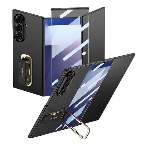 �K�pSamsung Galaxy Z TriFold�̂��߂̒����^������d�b�P�[�X,�����K���X�X�N���[���v���e�N�^�[,�S�g�ی�n�[�h�P�[�X��]�����X�^���h&���C���X�g�o���h (�u���b�N)