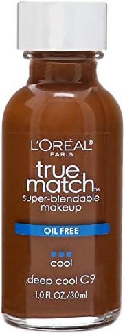 L'Oreal Paris Makeup True Match Super-Blendable Liquid Foundation, Deep Cool C9, 1 Fl Oz, 1 Count