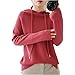 Produktbild Nc Toys Damen Pullover Aus Schurwolle, Kapuzenpullover, Hemd Aus 100% Wolle, Verdickter Mesh Hoodie, Lockere Freizeit Im Freien (Color : Raspberry color, Size : XL)