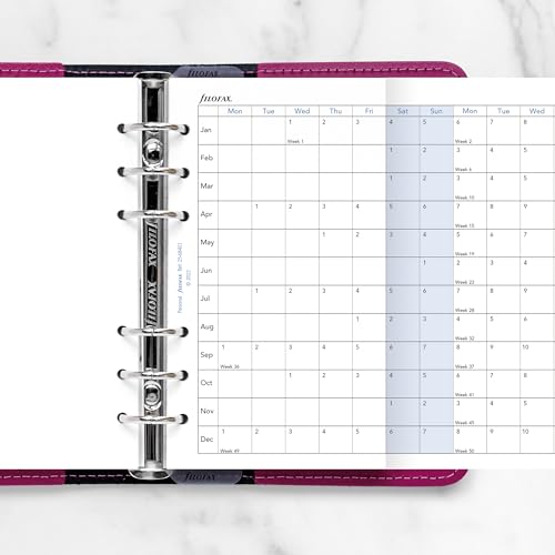 Filofax Full Year Horizontal Planner Refill, Personal/Compact, 2025, White