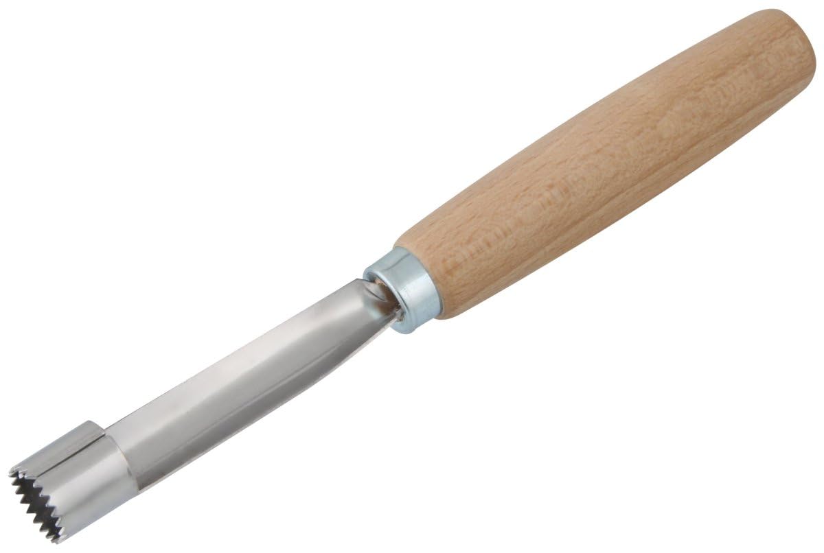 Fackelmann 31372 Vide-​pommes à manche en bois de hêtre FSC, Evideur de pommes pour enlever les pépins, Acier inoxydable, Bois de hêtre FSC, 16,​5 cm, Argenté