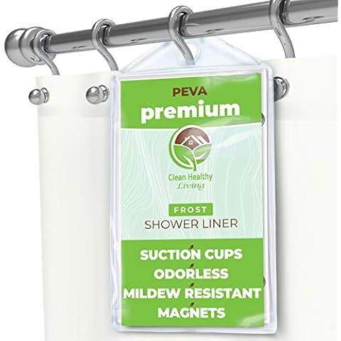 Premium PEVA Frost Shower Curtain Liner with Magnets & Suction Cups - 70 X 71 in. Long Cover