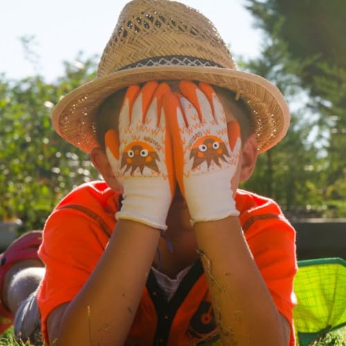 ROSTAING Guantes de jardinería para niños GASTON - Un par de guantes de jardinería y bricolaje - Para las manos pequeñas y delicadas y la seguridad de sus hijos, Naranja - imagen 6