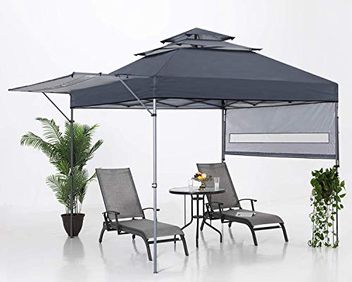 ABCCANOPY Pop Up Canopy Tent 10X17 Outdoor 3-Tier Shade with Adjustable Dual Half Awnings, Deep Gray