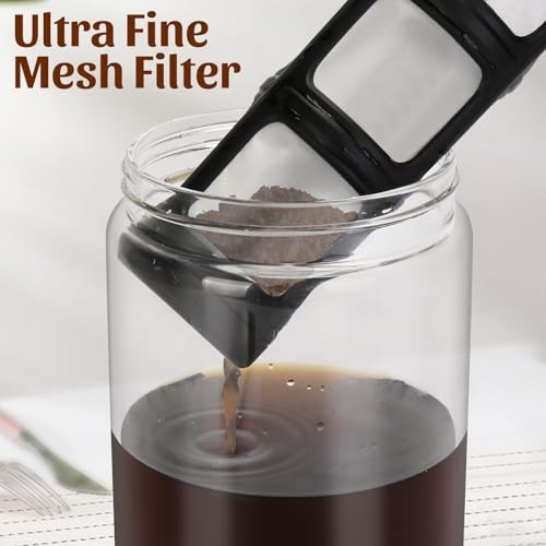 AZFUNN Cafeteira Cold Brew, jarra de vidro para café gelado de 1,3 litro, dispensador de sol e chá g