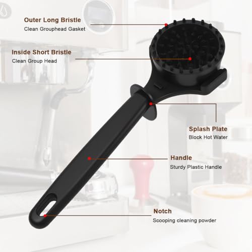 Image of Supvox 51mm Portafilter Spout Cleaning Brush Nylon Bristle Cleaning Brush Coffee Spout Scrub Brush, Easy to Clean, Espresso Coffee Machine Accessory