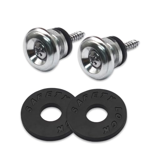 MAXCHEER 2PCS Mushroom Style Guitar Ukulele Bass Strap Lock Lock Metal Music Parts (Chrome)