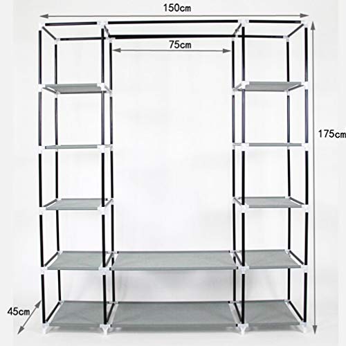 Armario de tela portátil de 170x150 cm organizador de ropa 3