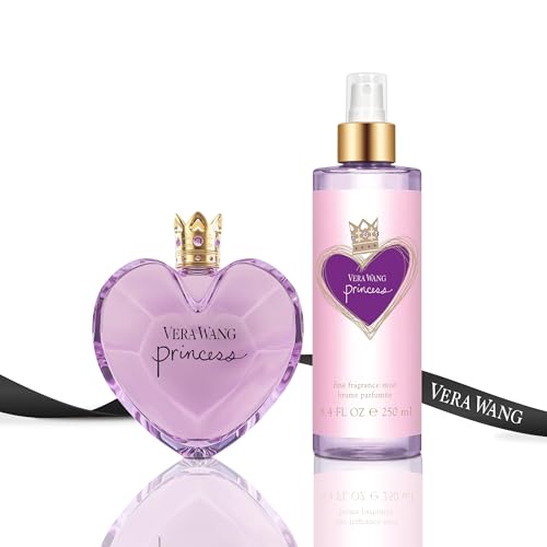 Vera Wang Princess Eau de Toilette Spray for Women, Vanilla, 3.4 Fl Ounce & Princess Hair and Body Mist, 8.4 fl Oz