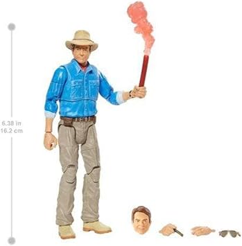 Jurassic World Toys Amber Collection Robert Muldoon 6-in/15.2-cm Action Figure, Swappable Hands & Head, Hat & Dino Shocker Accessories, Collectible Gift for 8 Years Old & Up