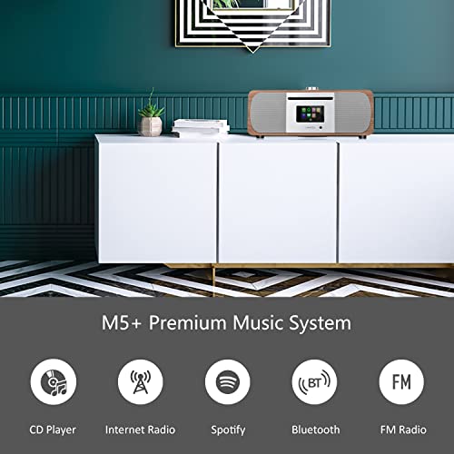 LEMEGA M5P 35W Premium Music System,CD Player,FM Digital Radio,WiFi Internet Radio,Spotify Connect,Bluetooth Speaker,Headphone-Out,Clock Alarms,Colour Display,Remote & App Control – Walnut