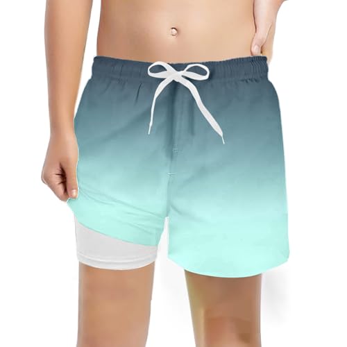 Generisch 2026 Bañador de moda casual para niños con forro de compresión, pantalones cortos de baño elásticos, verde, 7 años