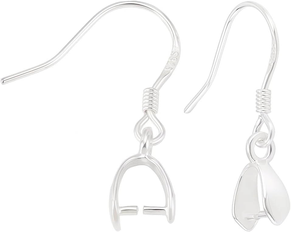 Beebeecraft 1 Box 3 Pairs 925 Sterling Silver Earring Hook 22mm Pendant Clasp Earring Hooks Ear Wires Finings with Pinch Bails for DIY Jewelry Making Findings