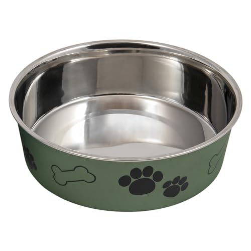 JACK AND VANILLA, Ciotola in Acciaio Inossidabile per Animali, capacità 2000 ml, Design ergonomico, Facile da Pulire, Colore Verde, Diametro 23 cm, Ideale per Cani e Gatti, Modello Bon Appetit