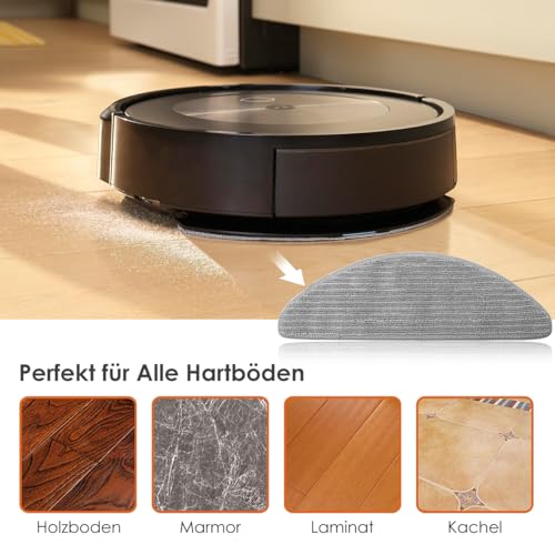 Home Times Ersatz-mopp für IRobot Roomba Combo i5, i5+, j5, j5+ WischTücher Wiederverwendbar Zubehör Nachfüllpackung Austauschbarer für alle Böden und Oberflächen, 8 Stück