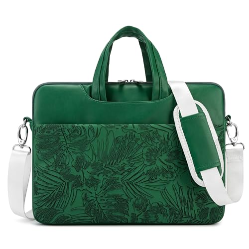 Kinmac Embossed PU Leather 360° Heavy Duty Protective Laptop Sleeve (Green Leaves, 13 inch-14 inch) by Kinmac - Used condition - US$25.76