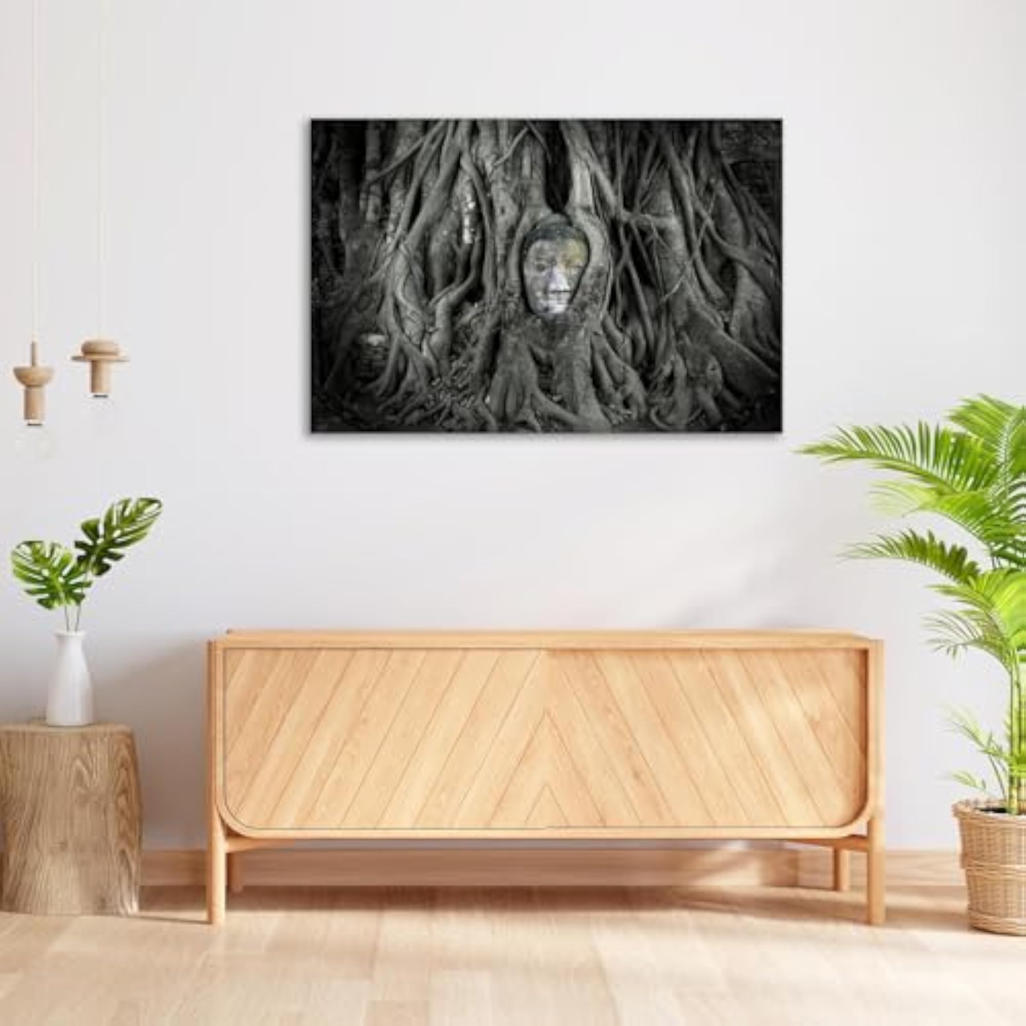Buddha in Tree Roots Wall Sticker for Home Decoration