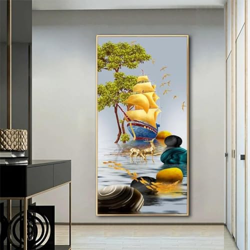 Affiche élan doré abstrait moderne pour décoration de salon et entrée 55x110cm