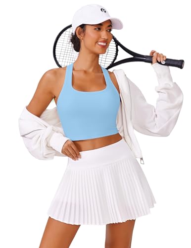 Image of PINSPARK Sports Bra Longline Racerback Tank Tops for Women Padded Workout Yoga Top