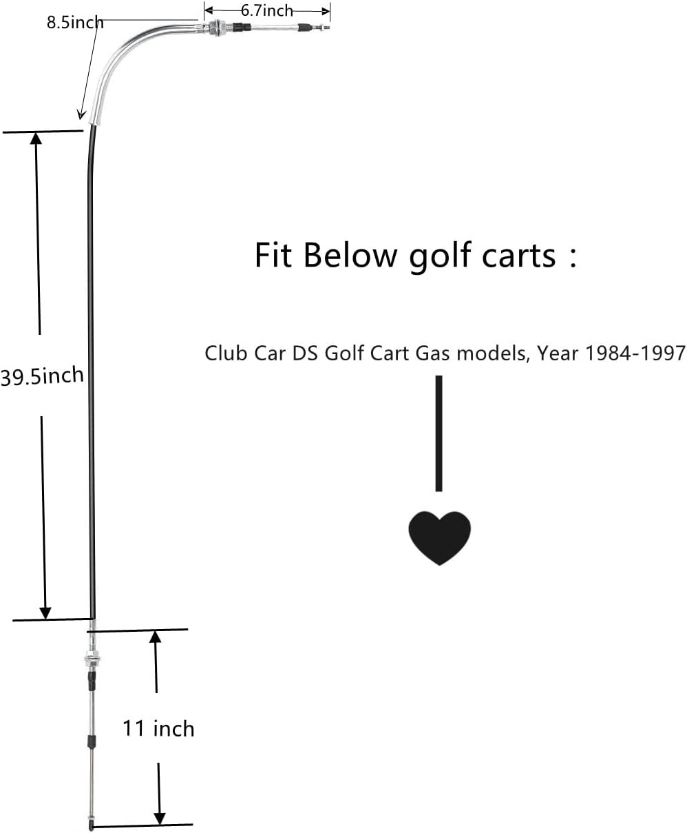 Dr.Acces Golf Cart Transmission Shift Forward Reverse Cable for Club Car DS Gas Golf Cart 1998-Up Replace #103379501 101951501