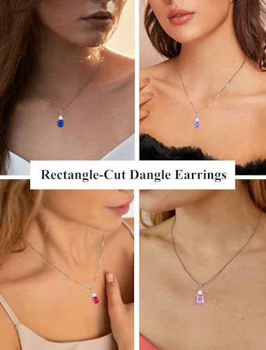 Emerald-Cut Necklace for Women 925 Sterling Silver Birthstone Jewelry Mother's Day Gift3
