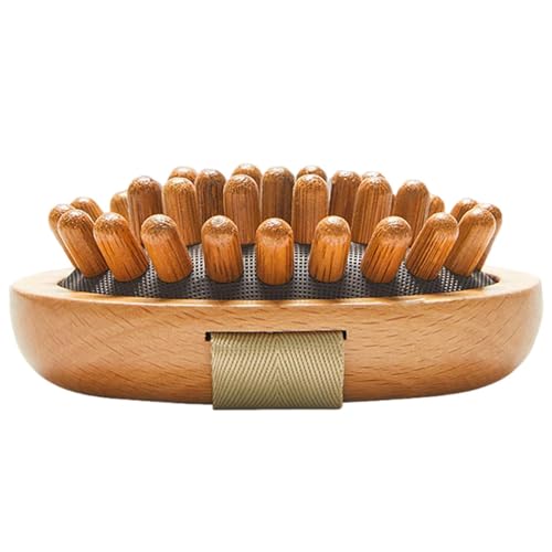 Cepillo de meridiano para cojín de aire, masajeador de bambú natural, cepillo corporal ergonómico, cerdas con efecto estimulante, cepillo de masaje duradero para el cabelludo y la espalda