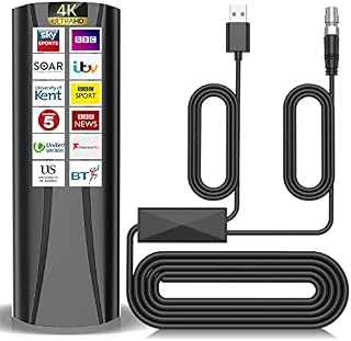 TV Aerial Indoor, 2023 Latest Indoor Digital Freeview TV Aerial with Strongest Signal Amplified Booster, 200+ Miles Portable HDTV Antenna 4K 1080P Ultra HD Channel For All TV(Gain25dBi