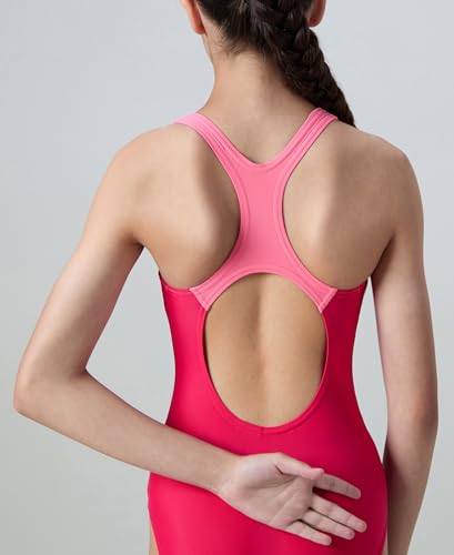 Image of Speedo Gir's Enduraflex Medley Print Muscleback V-Cut One Piece Swimsuit | Swimming Costume for Girls | Shape Retention Fabric | UPF 40+ Sun Protection | Chlorine Resistance