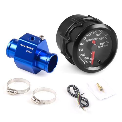 52mm 7色LEDデジタル水温計 40-140℃対応 車用水温センサー 水温モニター 1/8NPTセンサーアダプター付き (28mm)