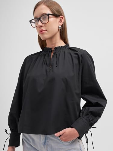 Image of Tokyo Talkies Women Tops for Woman|Women Oversized Fit Crop Top Shirt|Comfortable Premium Korean Button Down | Workwear Top for Office & Casual Outfit
