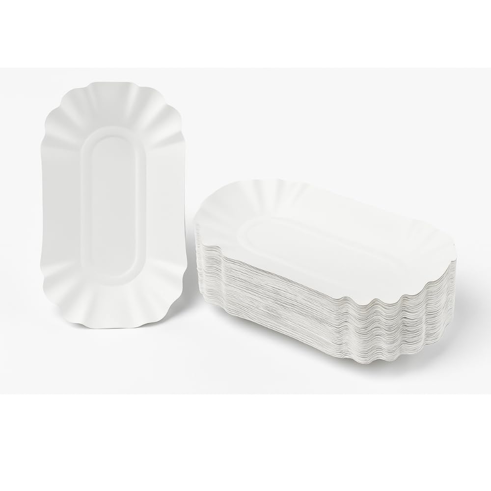 Commerline 1000 Pezzi di Ciotole per Patatine in Cartone 15x23x2 cm | Piatti di Carta Rettangolari per Currywurst e Patatine | Piatti Usa e Getta Resistenti e Ecologici | per Feste e Ristorazione